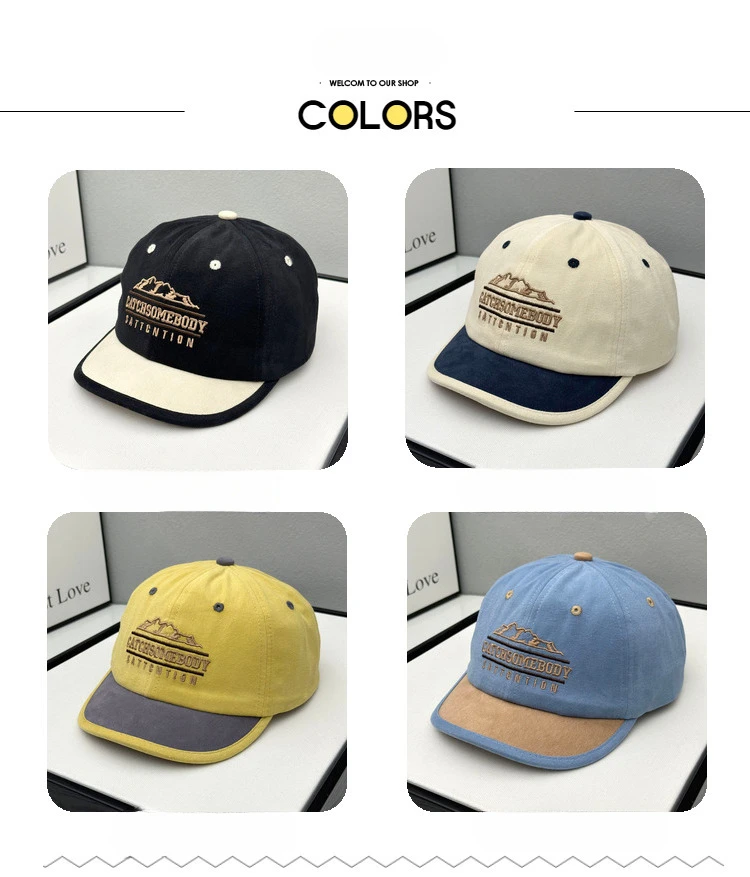Parent-child Letter Short Brim Baseball Cap Women's Spring and Summer New Korean Versatile Cap Men's Soft Top Sunscreen Visor