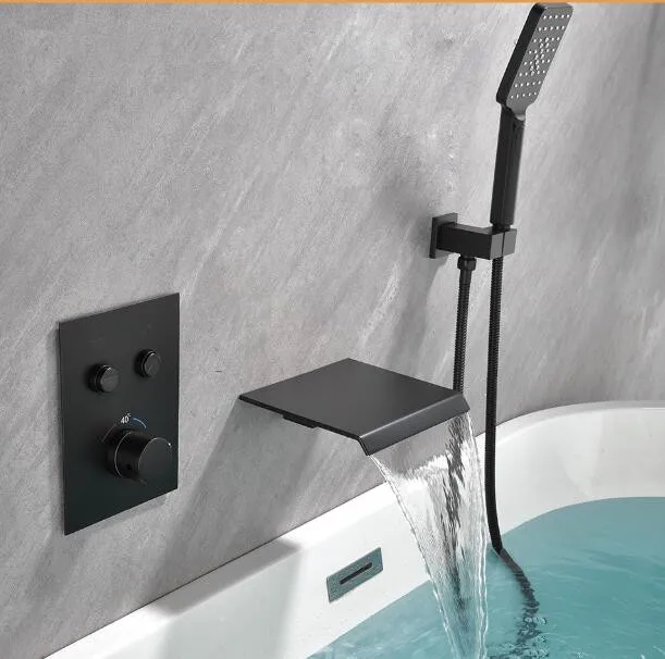 

Настенное крепление, латунный смеситель для ванны с одной ручкой, наполнитель для ванны, водопад, смеситель для ванны, смеситель для ванной комнаты с ручным душем