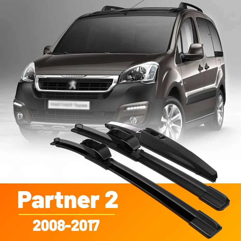 Wiper Front & Rear Wiper Blades Set For Peugeot Partner 2 2008 - 2017 Windshield Windscreen Window Car Brush 26