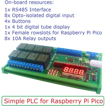 8ch RS485 Simple PLC IO Expanding Board Multi-function Delay Relay Module for RasPi RPI Raspberry Pi Pico Python C++