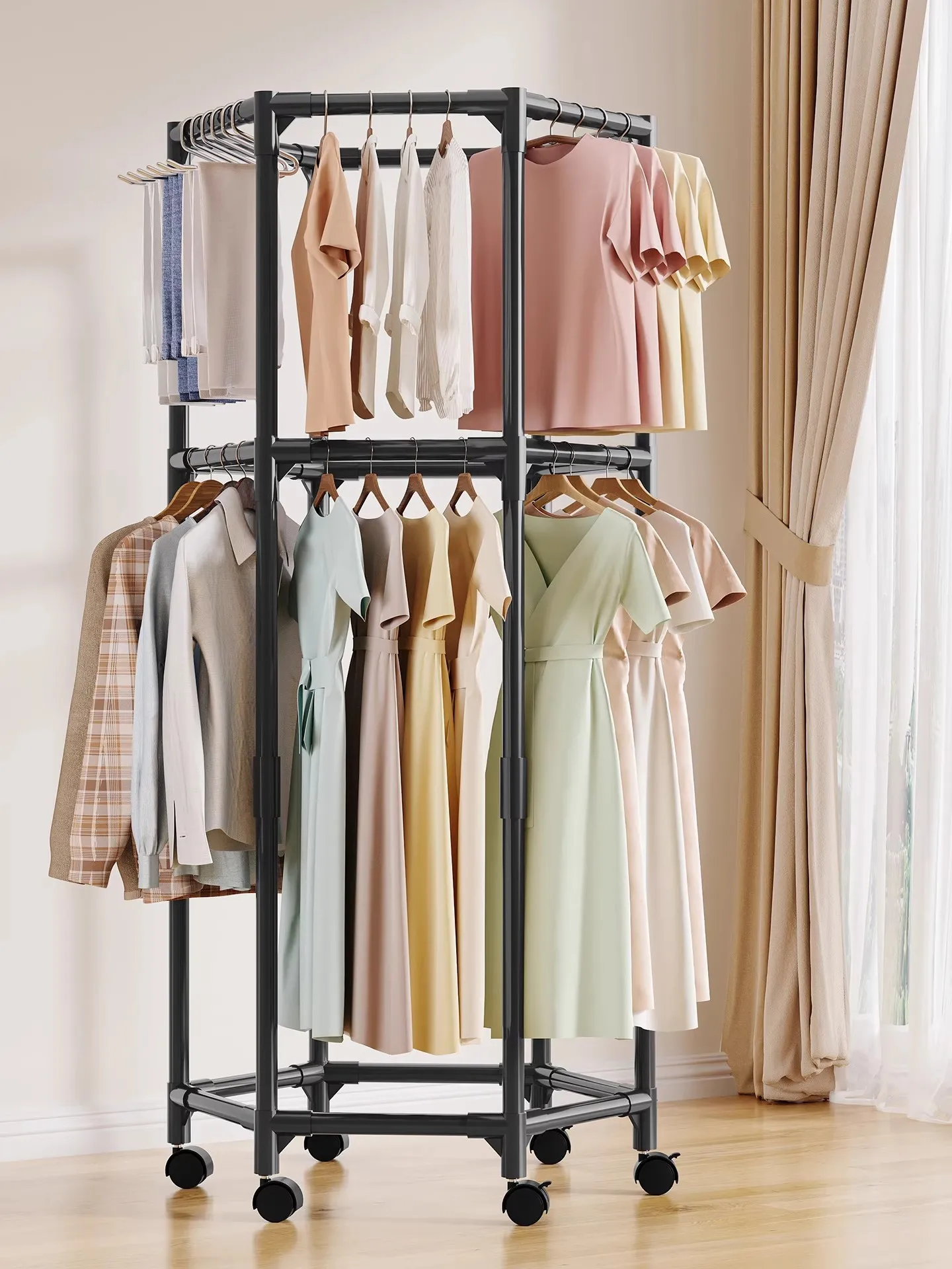 

Простой вращающийся мобильный одяг Thiened для дома Drng Ra, нержавеющий железный художественный держатель для белья, легко собрать Dormi Home