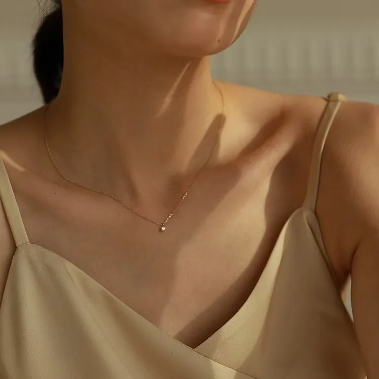 

925 Sterling Silver Multifunctional Single Sparkling Zirconia Clavicle 18k Gold Plated Necklace Women's Wedding Jewelry