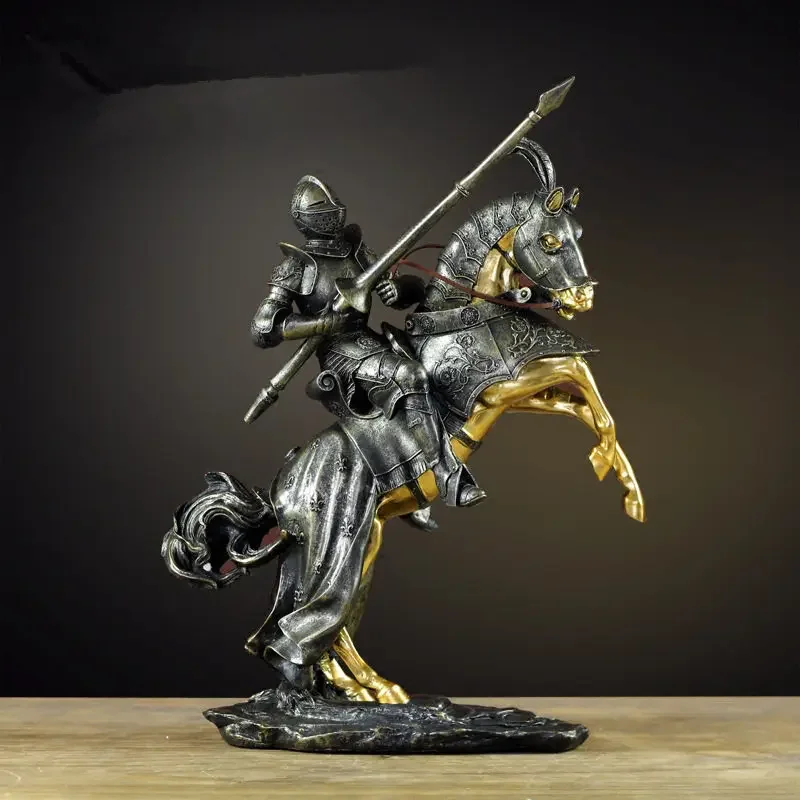 [New] Manual craft 42cm Ancient roman knight figure furnishing articles Cavalry soldier fighting model Home room decoration gift