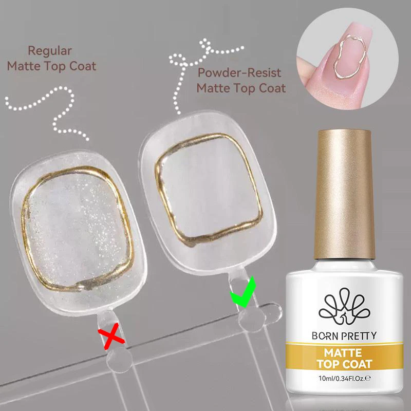 BORN PRETTY 10ML Matt Top Coat Pulverresistenter Soak-Off Gel Nagellack Semi-Permanent Matt Lack Anti-Haft-Puder Maniküre