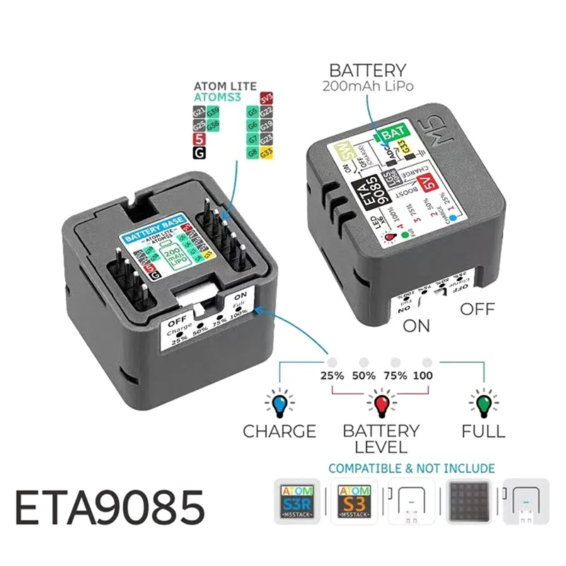 -ABAB M5stack Atomic Battery Base 200Mah Rechargeable Battery For Iot Devices Portable Tomic Battery Base