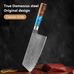 7.5 inch Cleaver knife Japanese 67Layer Damascus steel chef knife Slicing Meat Cleaver kitchen knife with Blue Resin Wood Handle