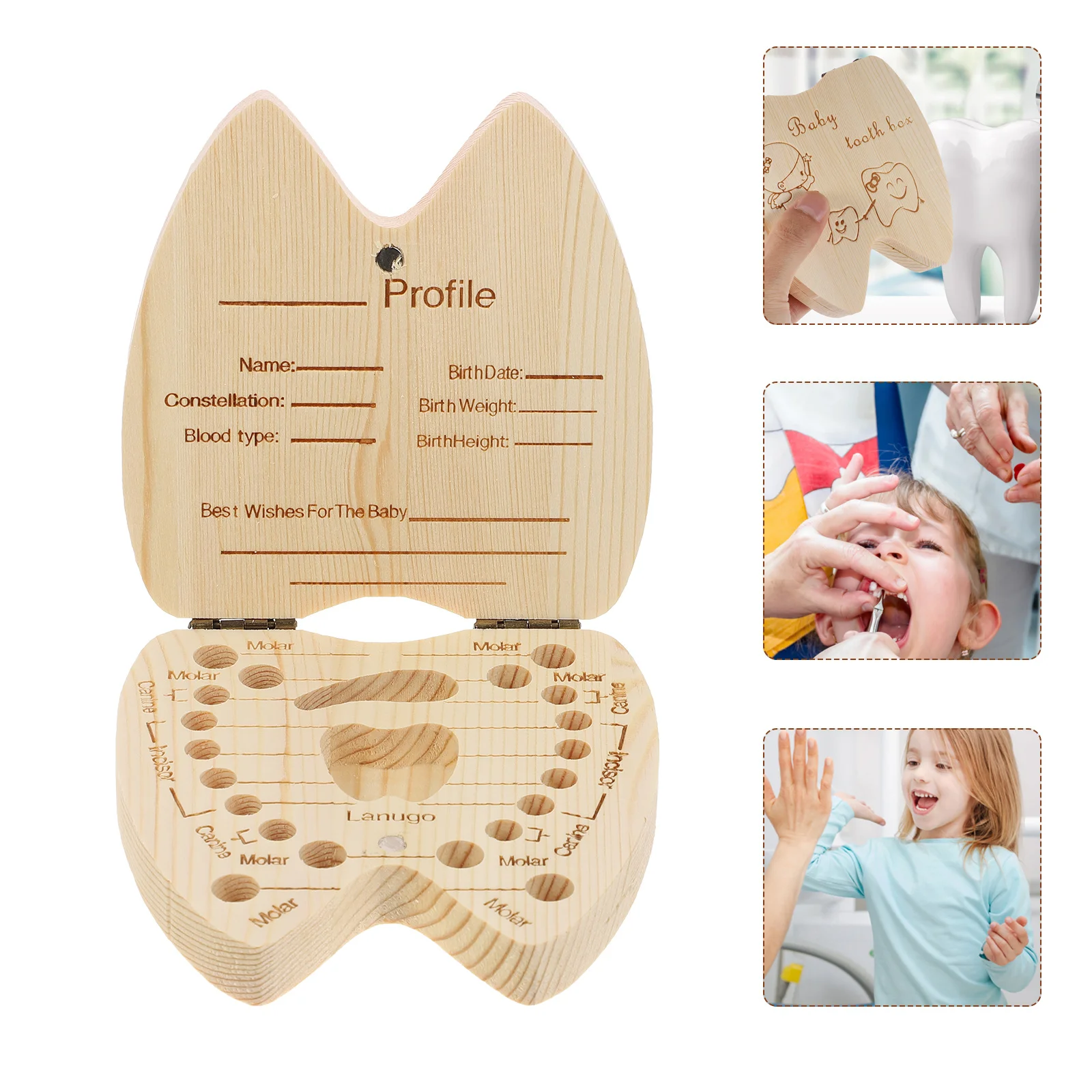 

Tooth Keepsake Box for Kids Firm Fit Holes to Store Baby Teeth Umbilical Cord Lanugo Toddler Growth Record Holder