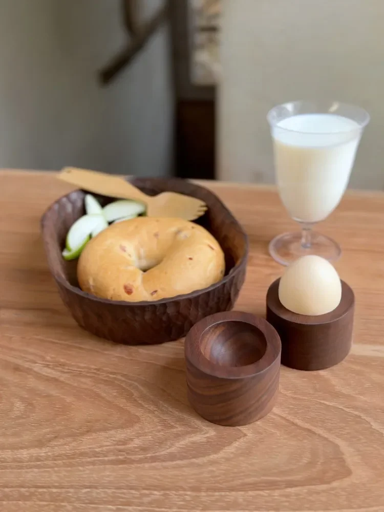 Solid wood handmade egg holder black walnut round egg Gu kitchen desktop storage log Nordic style unpainted