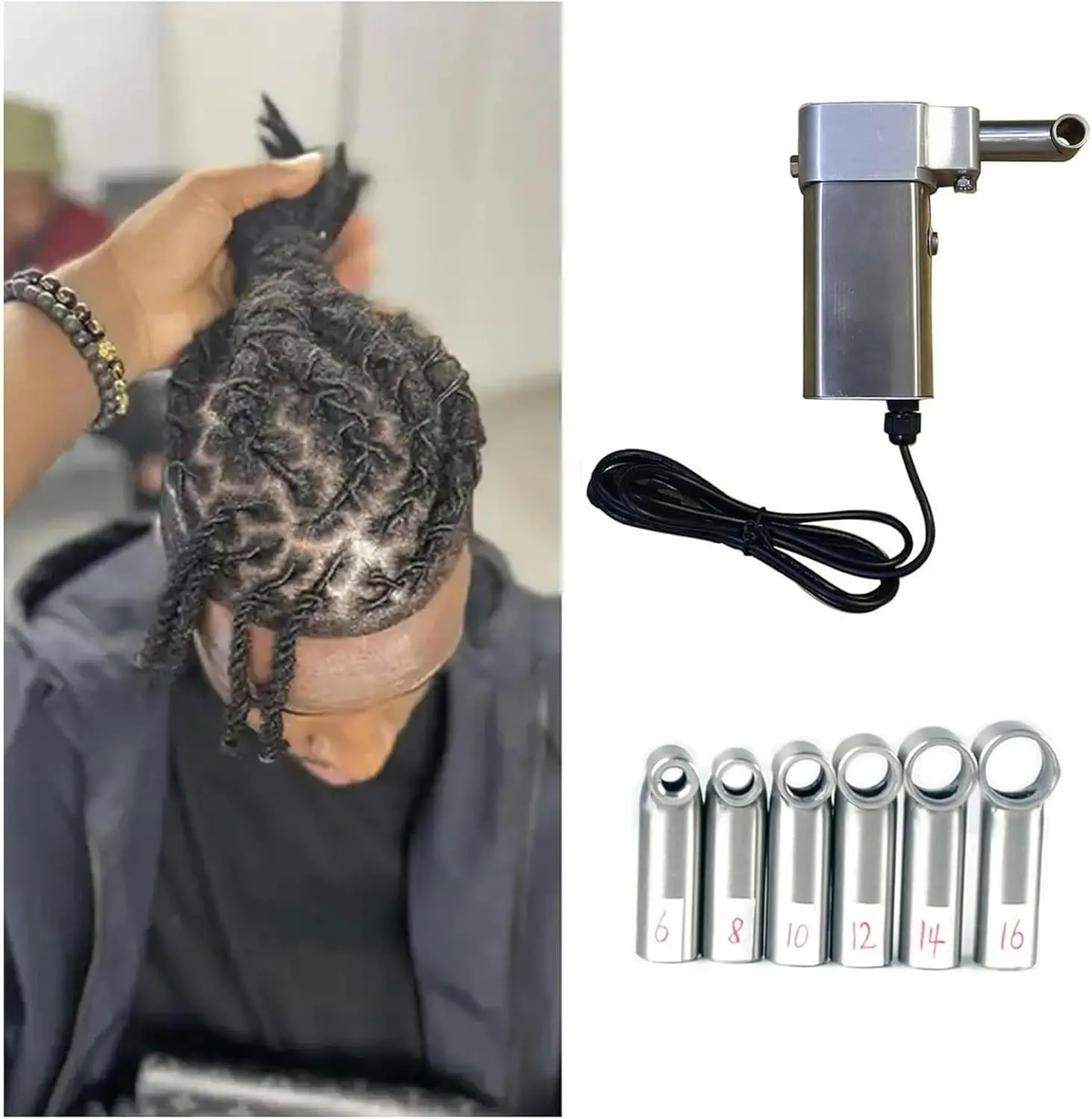 Dreadlocks Maker 6-16mm Mini Handheld Dreadlock Crochet Braiding Machine, Long Human Hair and Synthetic Hair Can Be Worked On