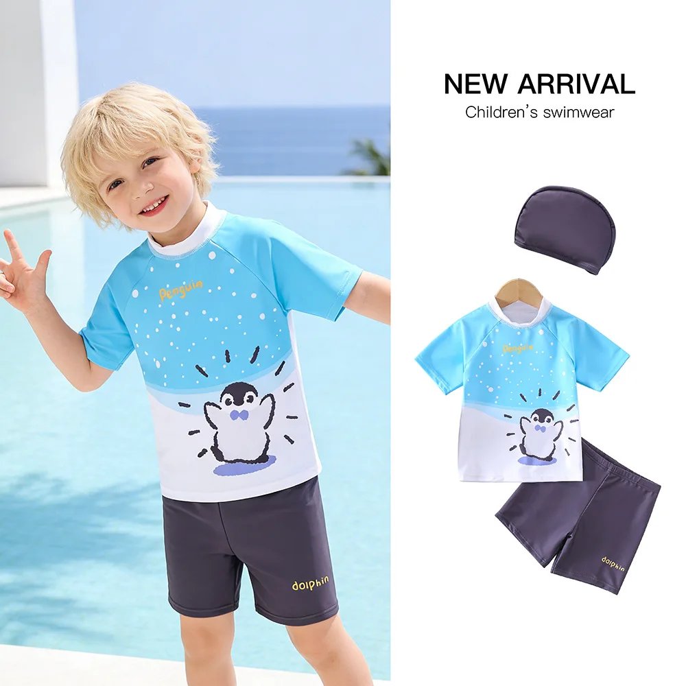 2-8T Toddler Kid Baby Boy Swimwear Summer Siwm Clothes Set Short Sleeve Top Shorts Set Quick-dry Sunscreen Swimsuit Outfit