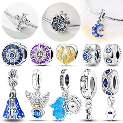 New 925 Shiny Zircon Sterling Silver Religious Angel Cross Series Beads Suitable For 3MM Original Bracelet Diy