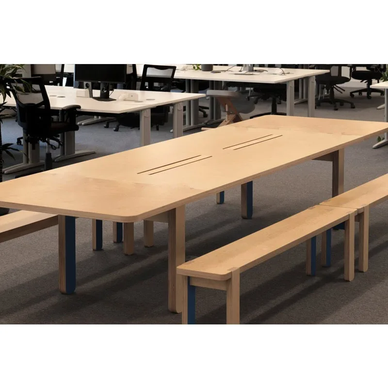 Nordic Birch Ocean Board Meeting Table and Chair Set for Office Long Desk Computer Desk Conference Table