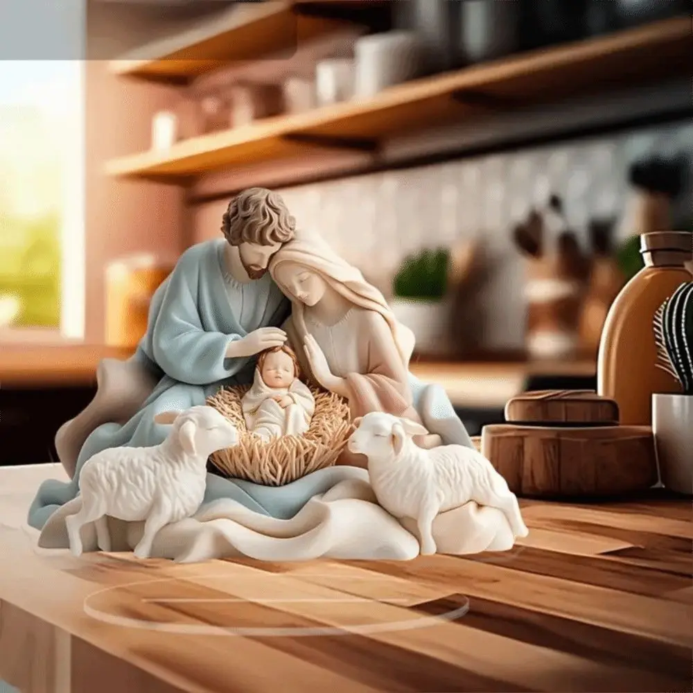 2D المهد المسطح الاكريليك تمثال مسطح الاكريليك الصلاة يسوع الولادة المشهد زخرفة الكنيسة الدينية الملاك الديكور السنة الجديدة ديكور