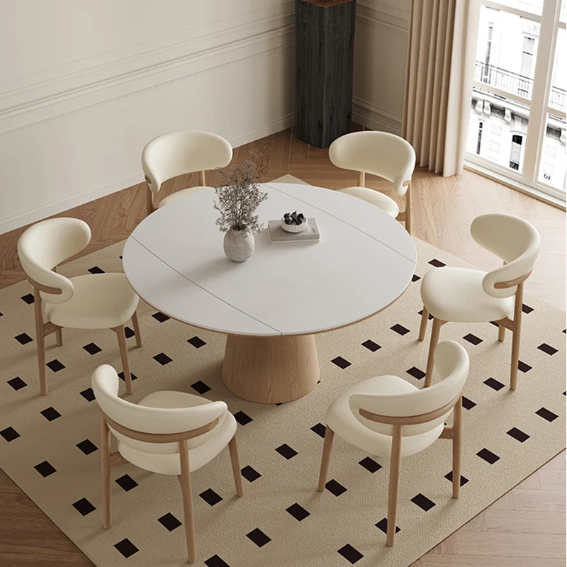 Nordic Solid Wood Dining Table Vintage Luxury Round Modern Dining Table Italy White Conjuntos De Sala De Jantar Home Furniture