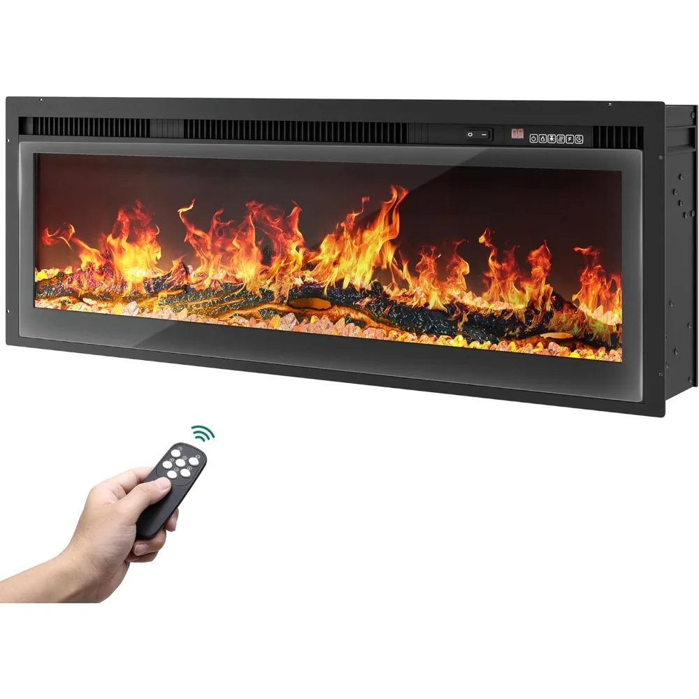 YITAHOME 36 Electric Fireplace Inserts, Fireplace Heaters for Indoor Use, Recessed or Wall Mounted, Remote Control with Timer, A