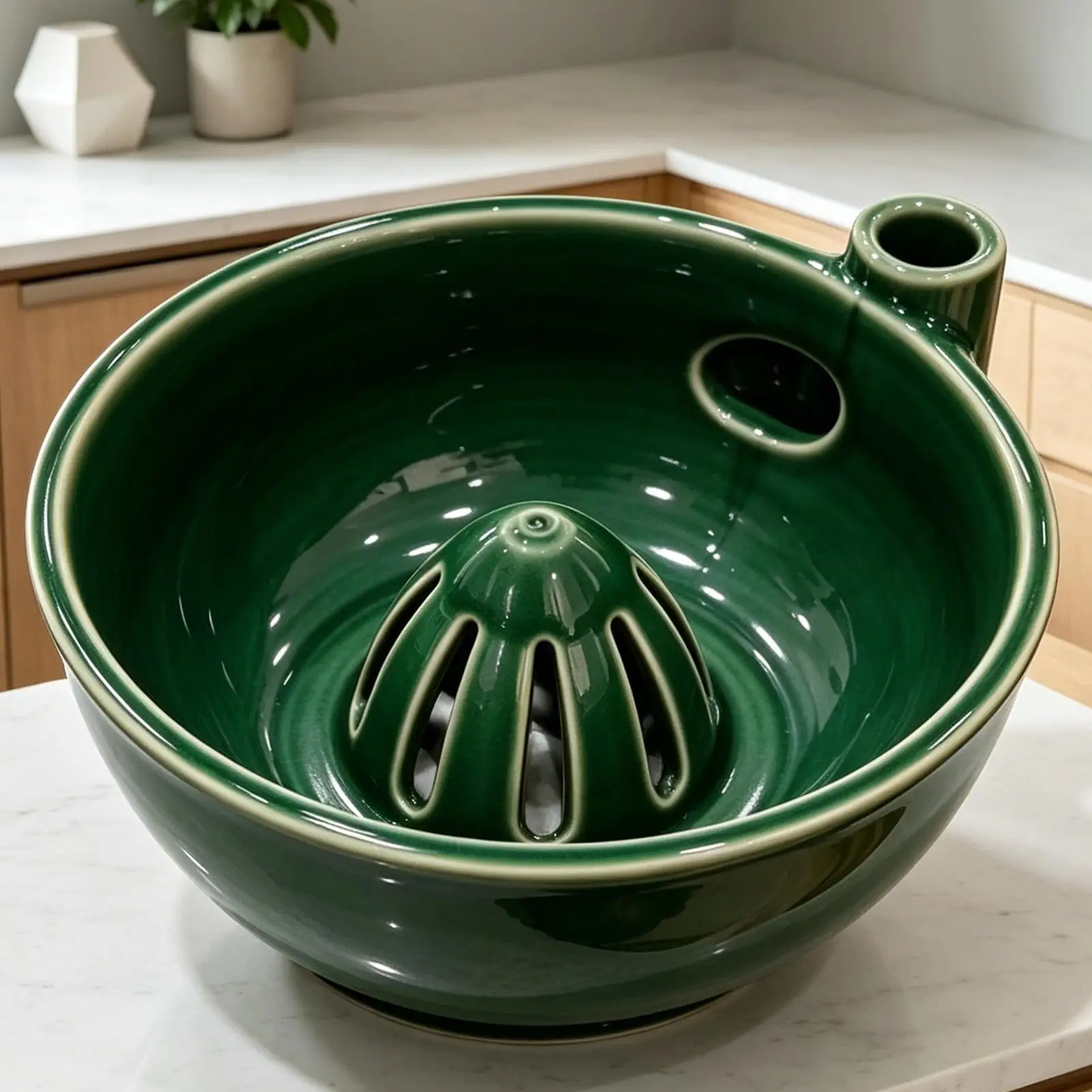 Ceramic Berry Bowl with Drain, Fruit & Vegetable Storage Container Strawberry Blueberry Tomato Washing Colander for Kitchen Home - view 4