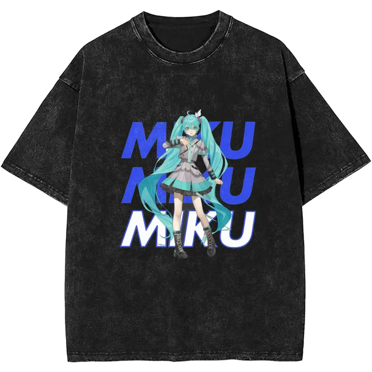 Hatsune Miku  Washed T Shirt Men Y2K Retro Cotton T-Shirts Summer Comfortable Novelty Tee Shirt Design Big Size Clothes