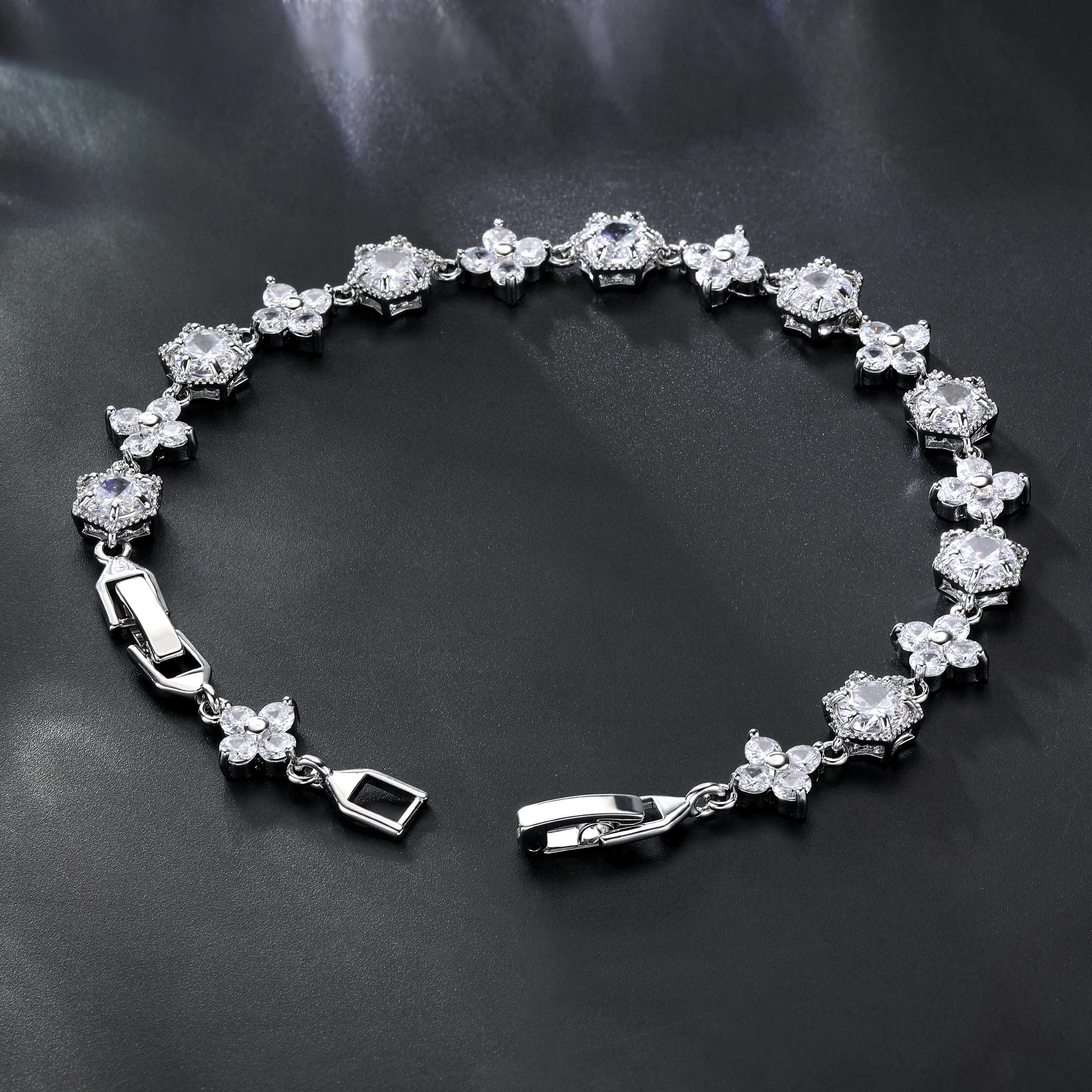 

Elegant zircon jewelry bracelet round 18K white gold plated women's jewelry bracelet
