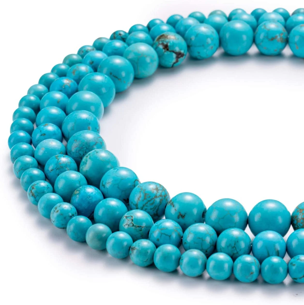 Natural Turquoise Round Loose Beads 4 6 8 10 MM Pick Size For Jewelry DIY Charm Bracelet Making