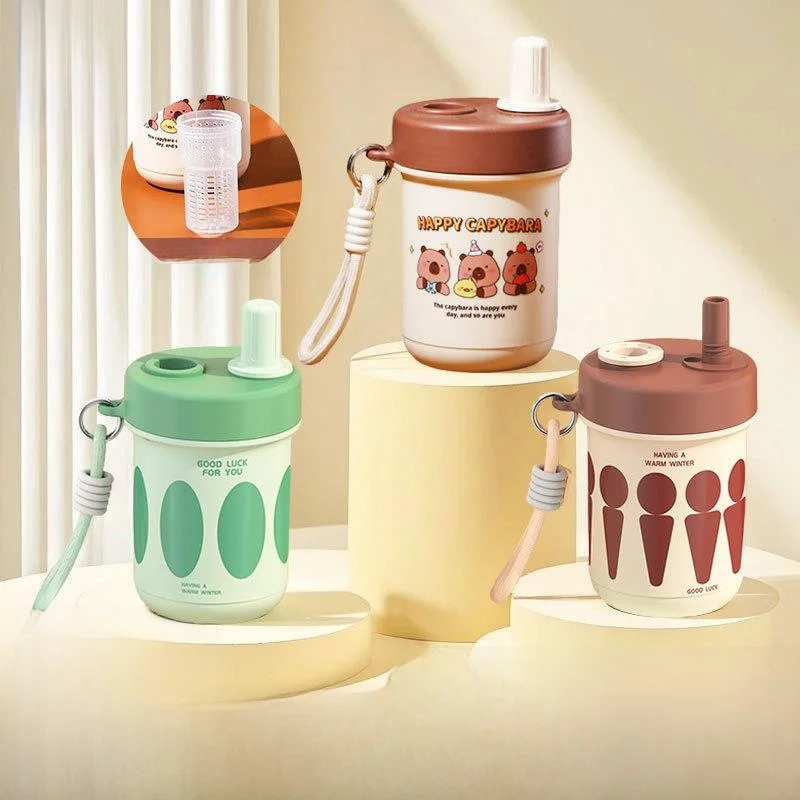 Taza de café portátil de acero inoxidable 304 con pajita, taza de té antiderrame, estilo moderno y sencillo, diseño Holm Shield