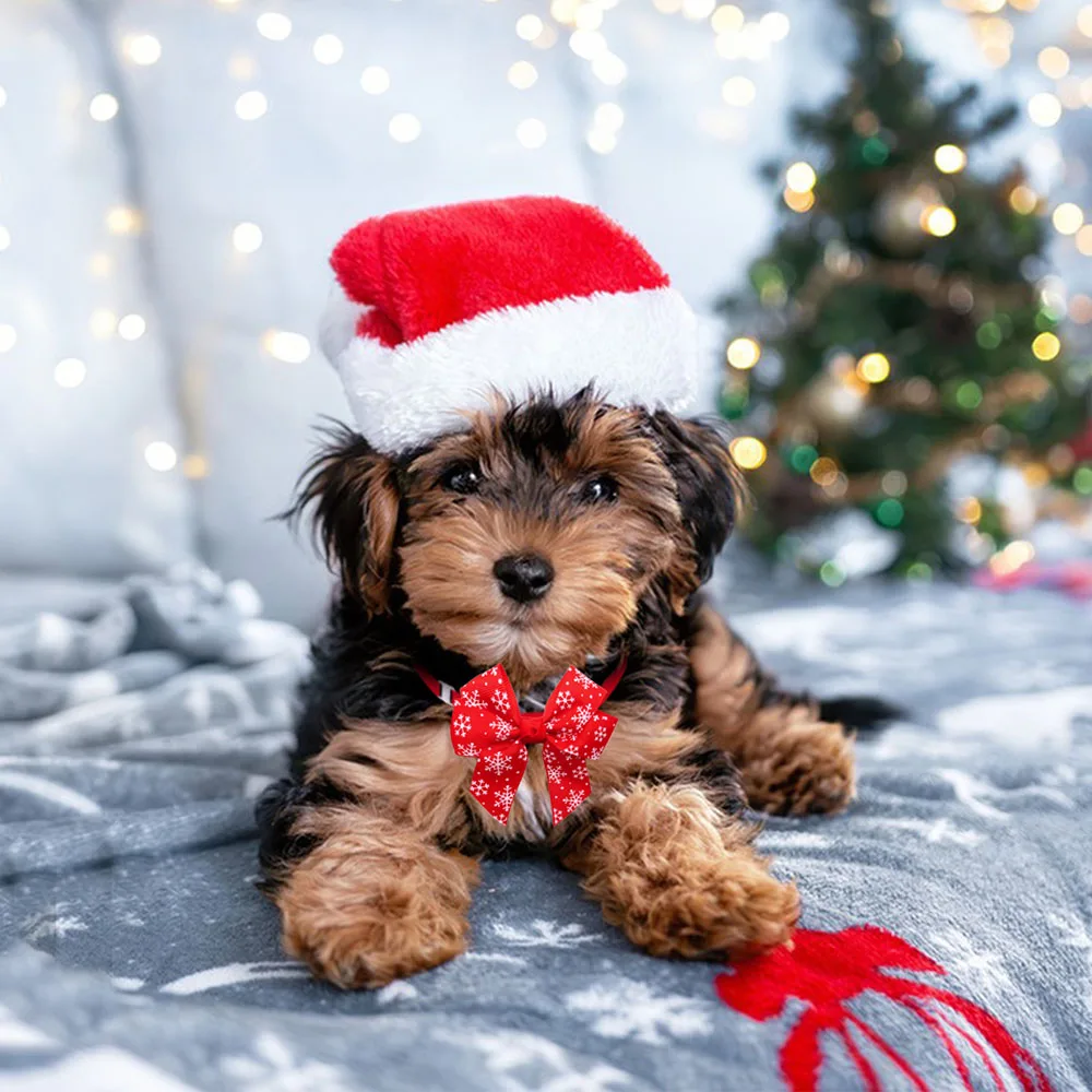 50/100 Stück Winter-Hundezubehör, verstellbare Hundeschleifen, Weihnachtsparty-Hundeschleifen, Haustierpflege-Zubehör für Hunde und Katzen – Detail 4