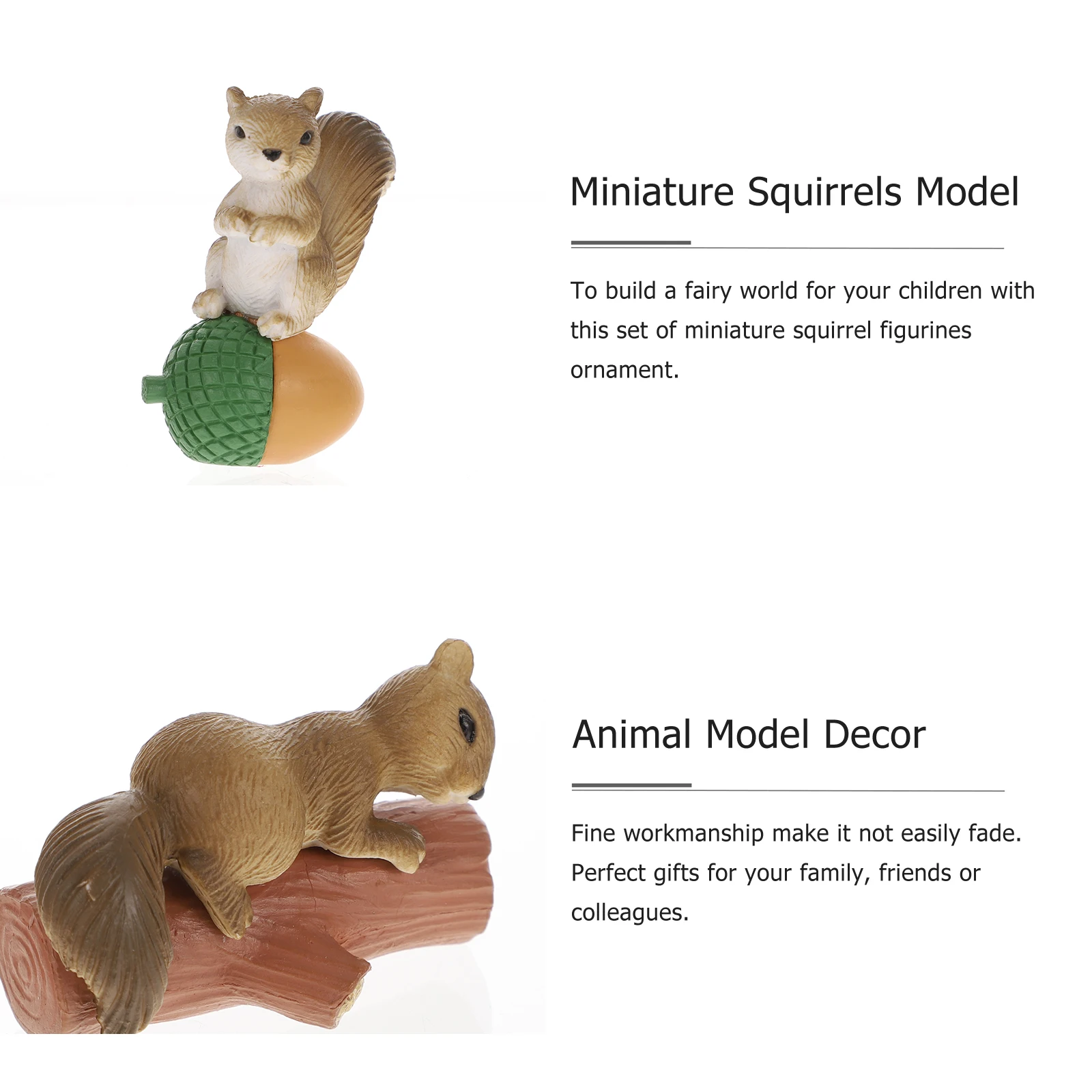 

4pcs Squirrel Figurines Resin Miniature Animal Decor Moss Landscape Models Bright Colors Durable Garden Statue