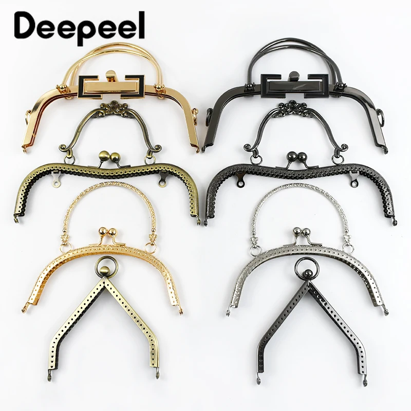 

1Pc Embossed Metal Bags Handle for Handbag Purse Frame DIY Handmade Wallet Clourse Kiss Clasp Sewing Brackets Bag Accessories