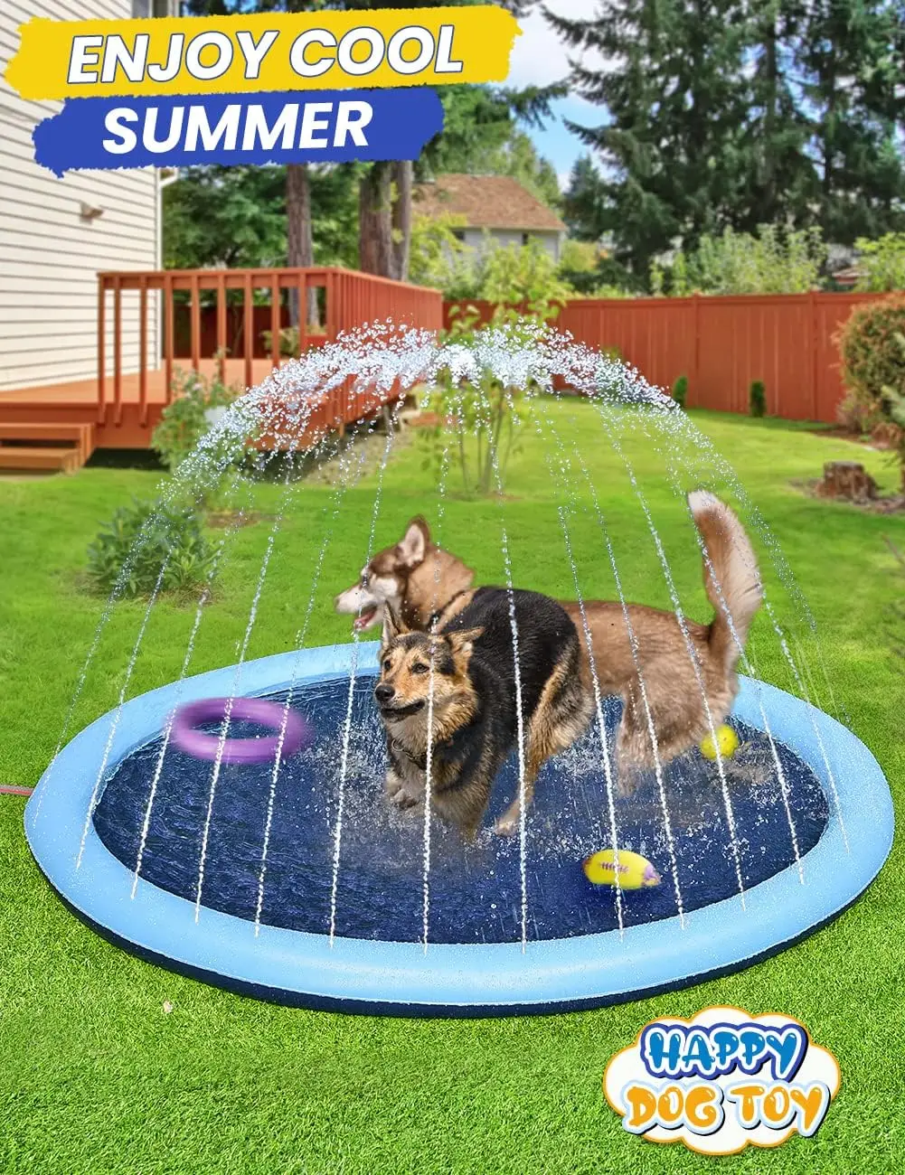 107inch Extra Large Dog Splash Pad Non-Slip, Pet Dogs Cool Sprinkler Pool Heavy Duty XXXL Splash Pads for Kiddie Baby Wading