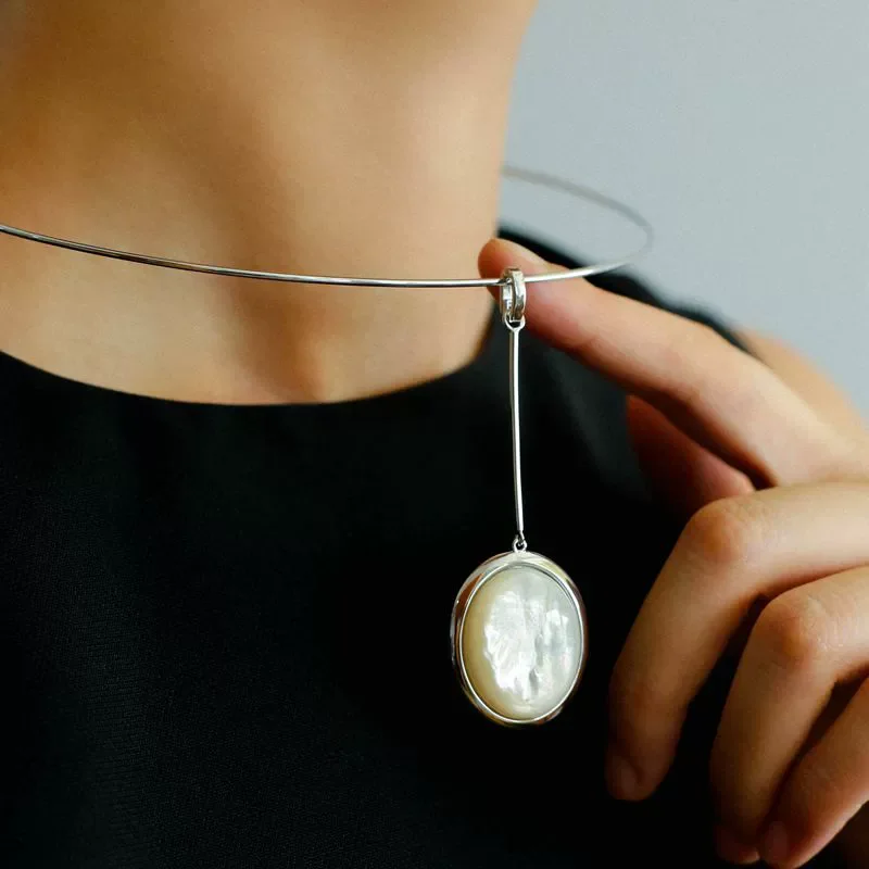 Brass Natural Shell Stud Necklace Women Jewelry Punk Party T Show Gown Runway Korean Japan INS
