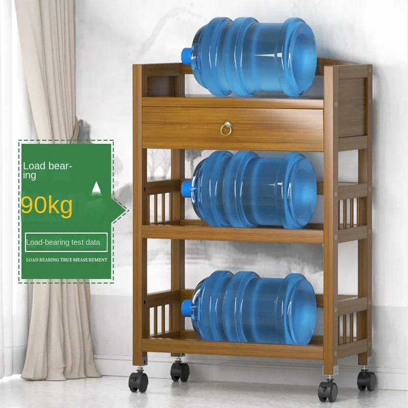 Solid Vintage Wooden Coffee Table Multifunctional Night Table Mobile Belt Wheel Home Furniture Multilayer Drawer Table