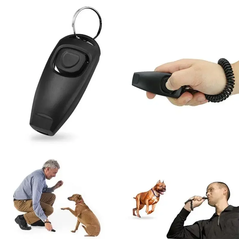 LanLan 2 in1 Dog Pet Puppy Cat Training Clicker Whistle Click Trainer Obedience Black Snack pouch Pets Dog leash Dog treats bag