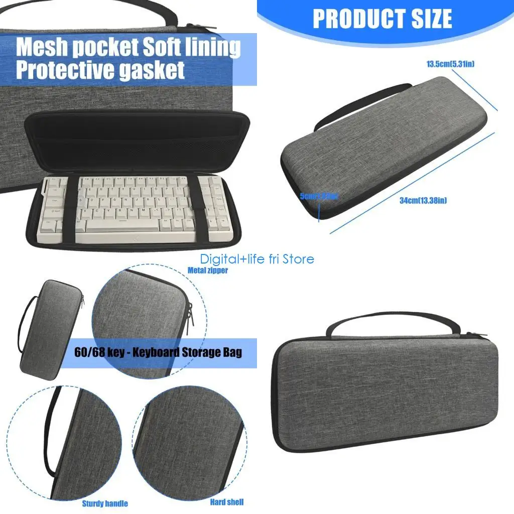 E06D Protective Hard Travel Case for 68Key Keyboards Secure Storage Bag Keypad Holder