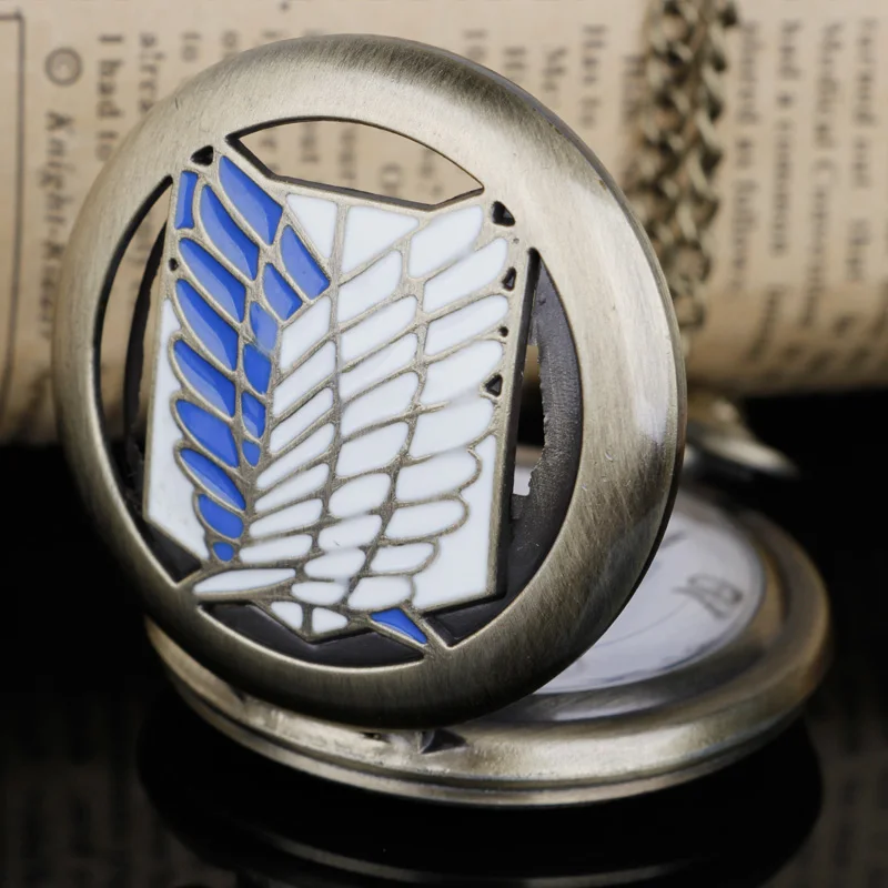 Anime attack on titan hollow Quartz Pocket Watch Popular Men's Necklace Pendant Women's Children's Jewelry Pendant Souvenir