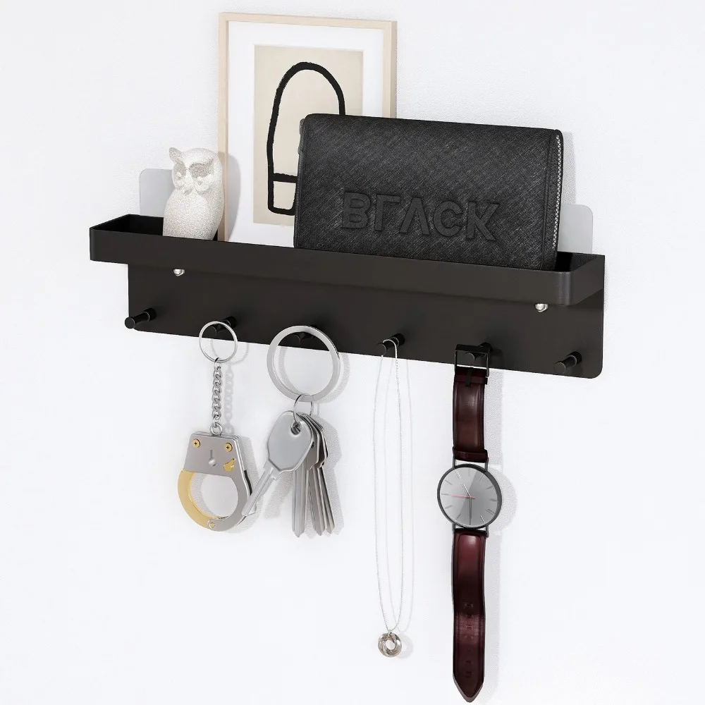 Hot No Drill Adhesive Key Holder Wall Mount Storage Rack Entryway Hook ...
