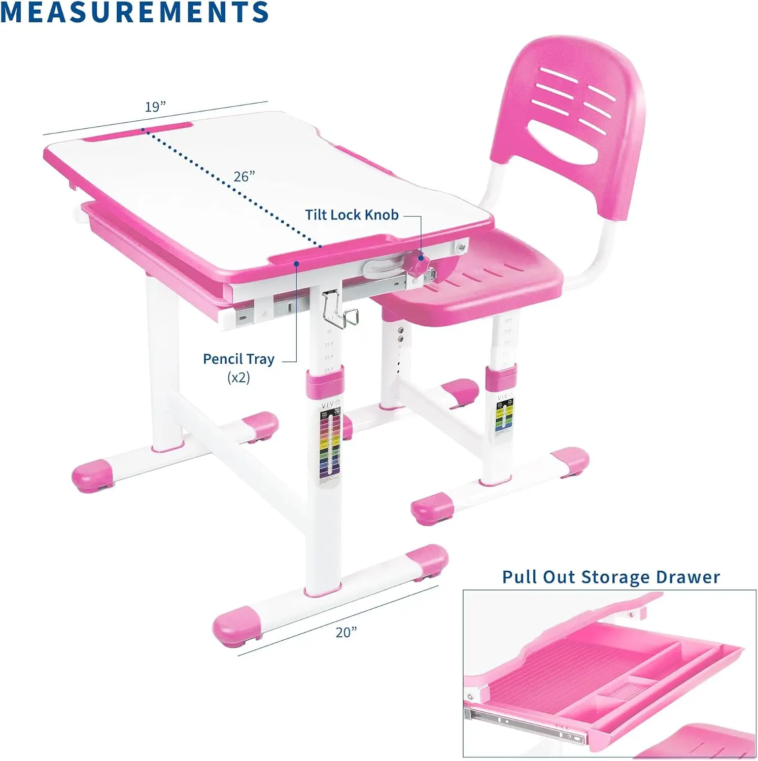 Height Adjustable Children's Desk and Chair Set | Kids Interactive Workstation