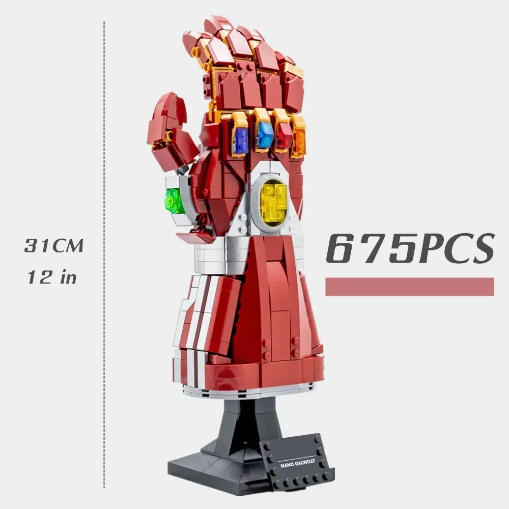 Miniso Marvel Avengers Ironman NANO Infinity Gauntlet Lighting Bricks Hand Glove Stones LED KIT Toys Building Blocks Gift