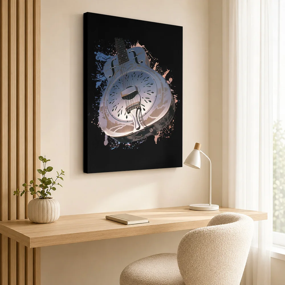 Dire Straits Resonator Guitar Canvas Poster Retro Inspired Design Wall Decor With Customized Photo For Music Room Ideal Fan Gift