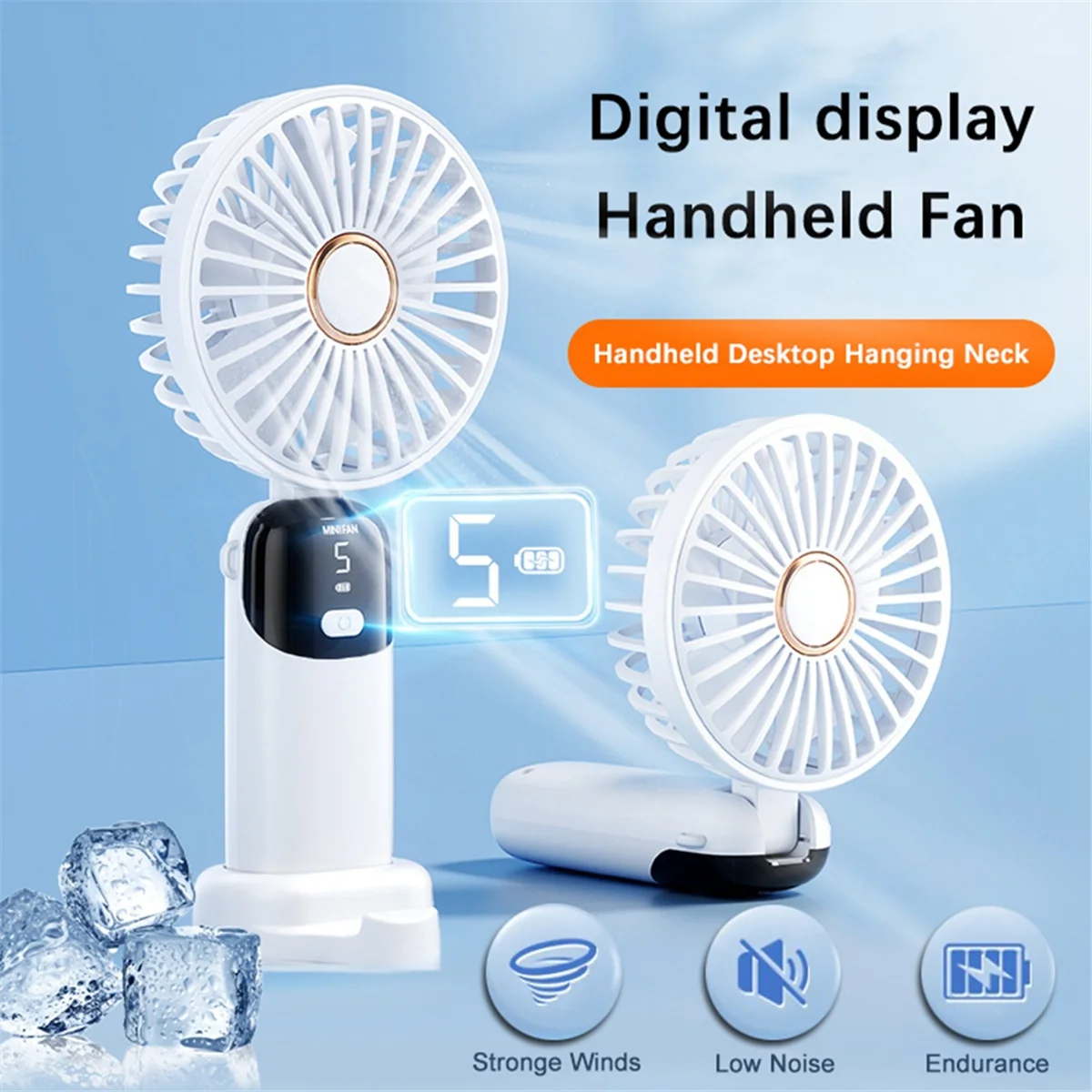 Handheld Mini Fans, Foldable Portable Fans, USB Rechargeable Fans are A Must-Have for Summer,White image 2