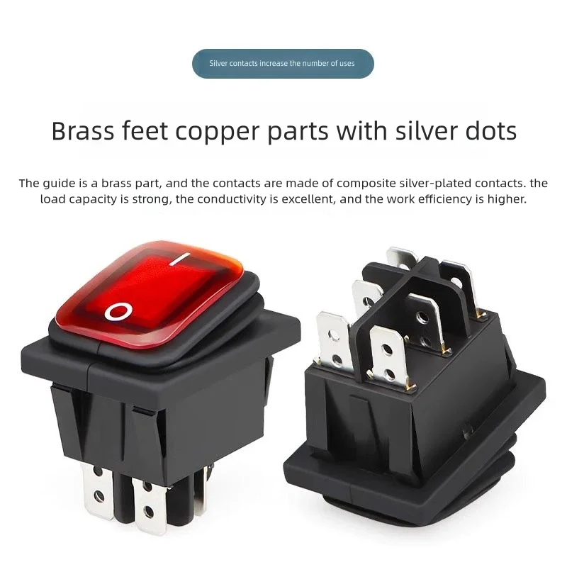 5PCS KCD4 light switch waterproof boat-shaped switch KCD4 silver contact high current power supply switch 2/3 position 4/6 pin