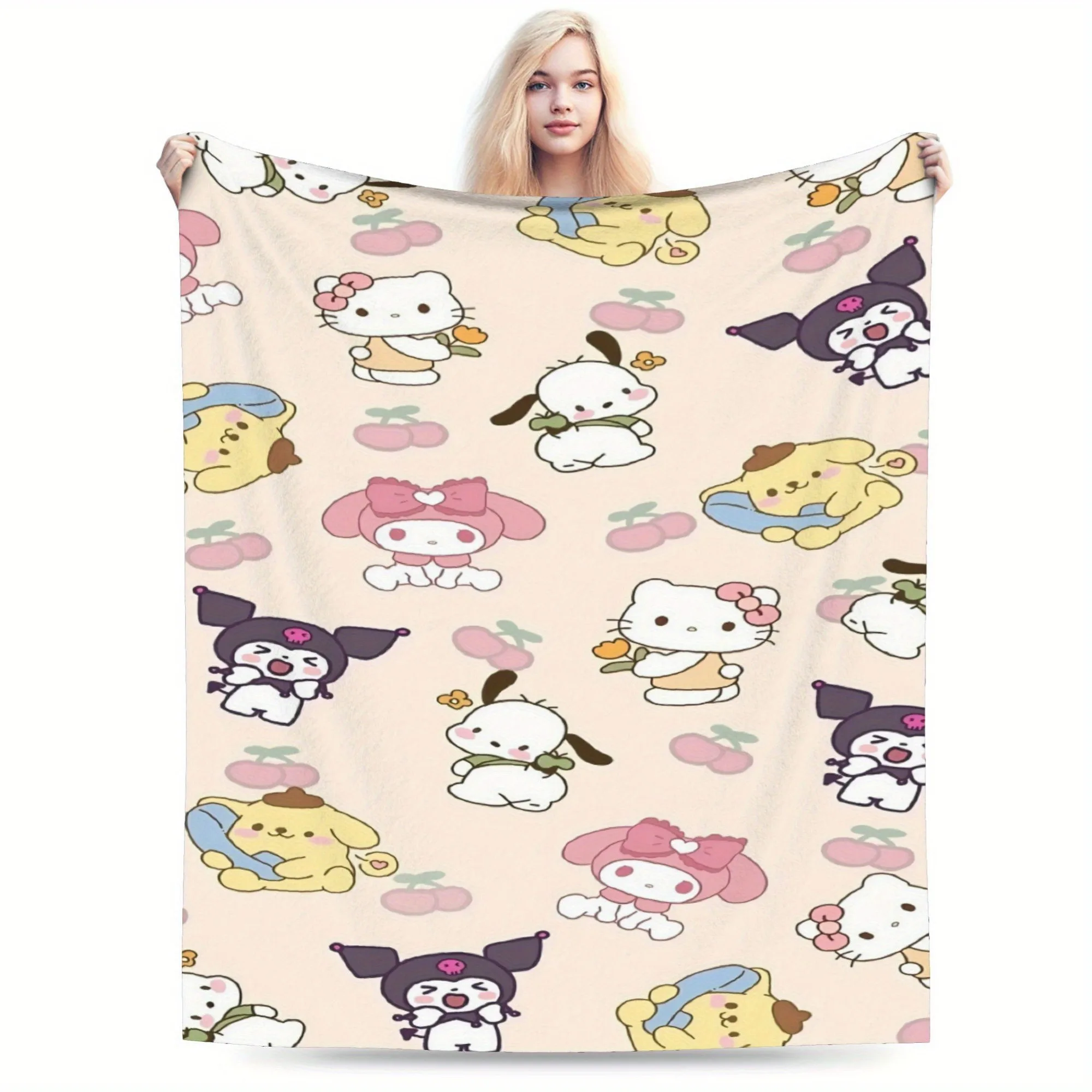 

1 шт., очаровательное одеяло с рисунком персонажа Sanrio, многоцелевое одеяло для гостиной, спальни, кемпинга, путешествий.