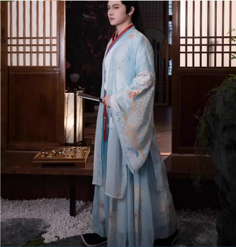 

Hanfu men's adult Chinese style cross collar ancient costume for both men and women, exuding a fairy like aura, super fairy set