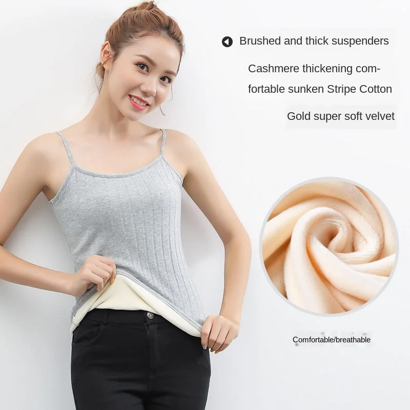 Thermal Shirt Women Sleeveless Elastic Velvet Vest Women Thermal Top Sling Warm Underwear Women Soft thermo shirt women Sexy 2XL