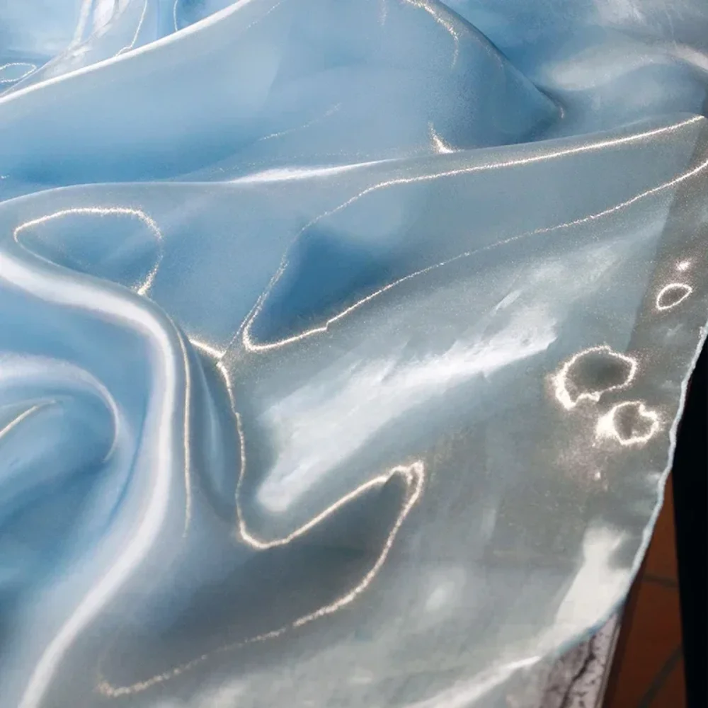 

Liquid Water Light Mesh Fabric Bright Translucent Dress Clothing Designer Fabrics for Diy Sewing Cloth Material By The Meter