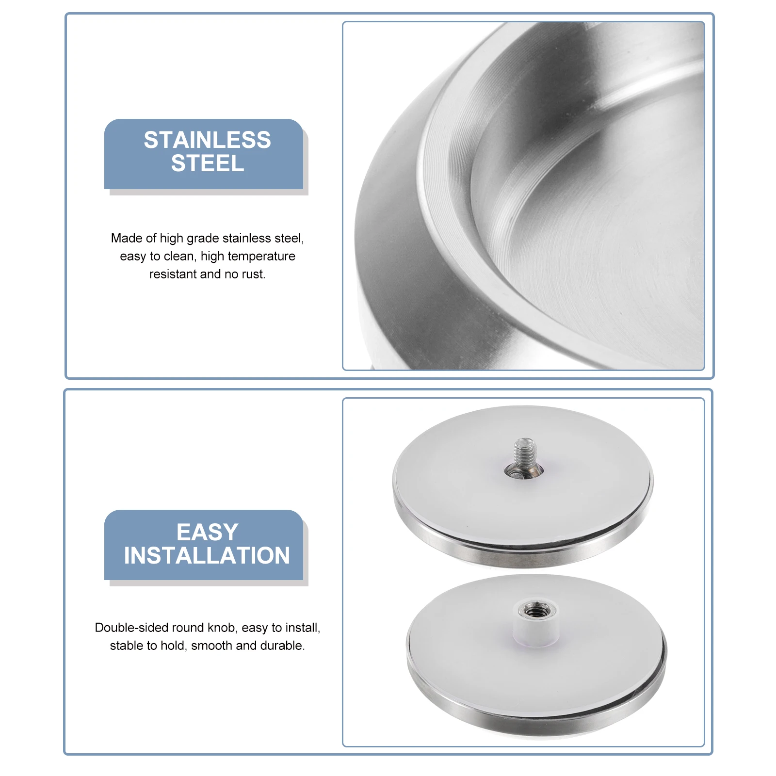 

2pcs Stainless Steel Shower Sliding Knob Bathroom Round Cabinet Silver Knobs For Glass Sliding Hardware Replacement Handles