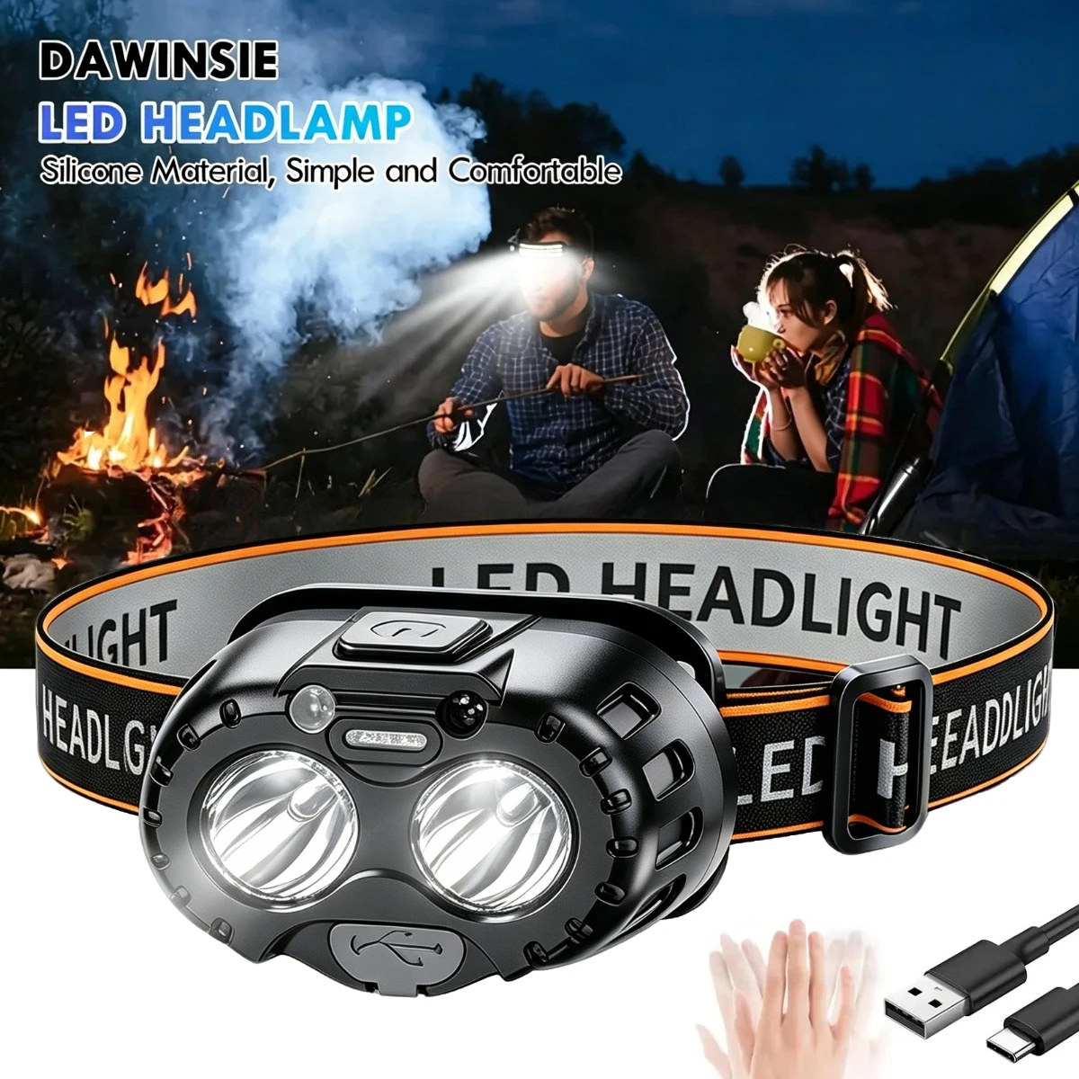 Ultra-bright Motion Sensor LED Headlamp Adjustable Waterproo
