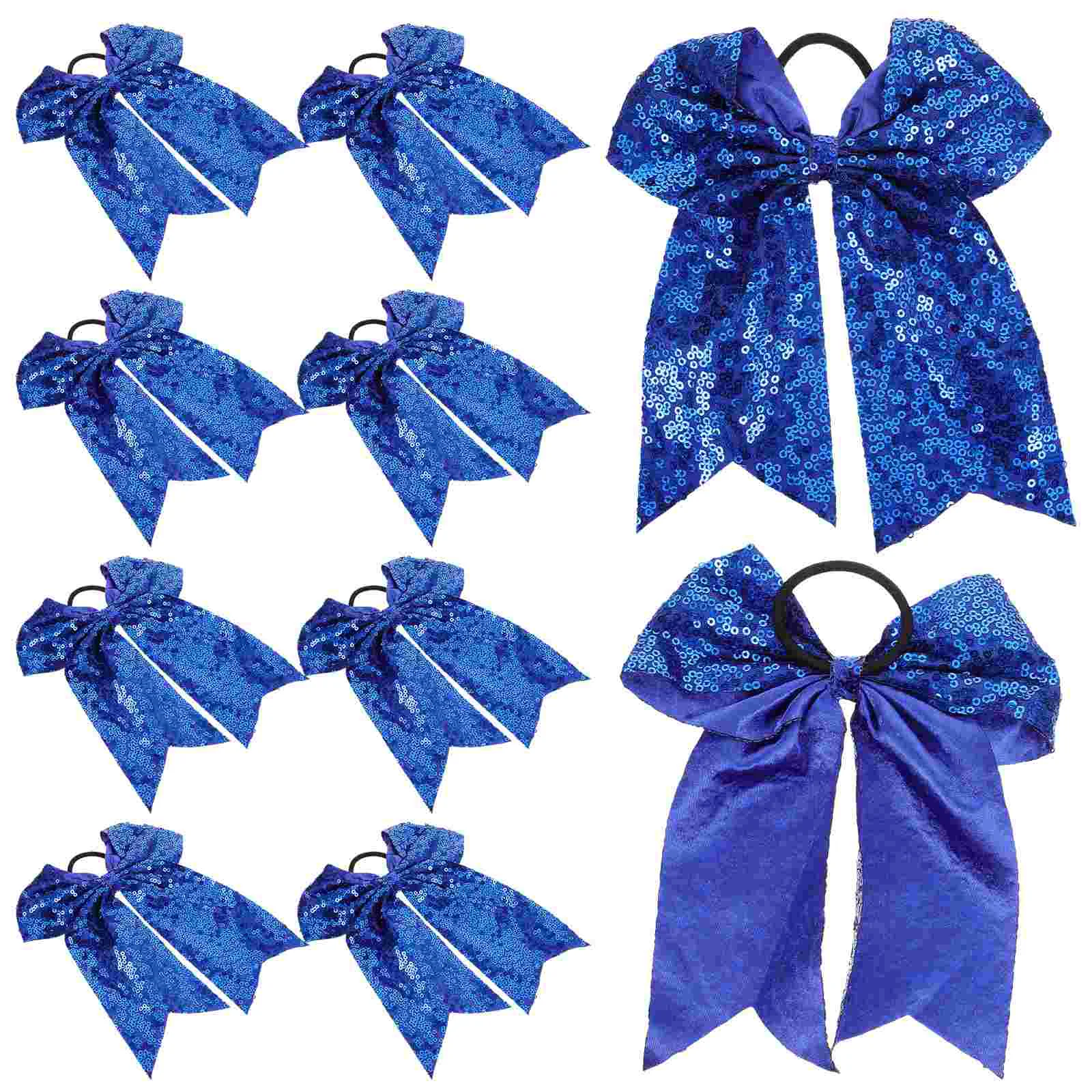 Cheerleading Hair Accessories Ribbons Bows for Cheerleaders Ring Blue Pom Poms Ties with