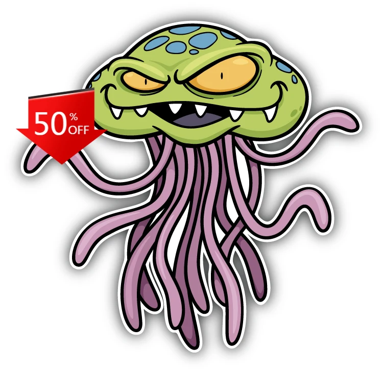 

Jellyfish Monster Unique Car Laptop Window Bumper Waterproof Vinyl Decal Gift Cool Unique Retro Retro Cute Retro Cute Funny