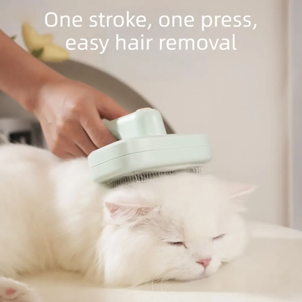 Pet Clean Brush One-Key Hair Removal Negative Ion Electric Self Cleaning Slickers Brush For Cats Dogs Grooming Brush Hair Comb