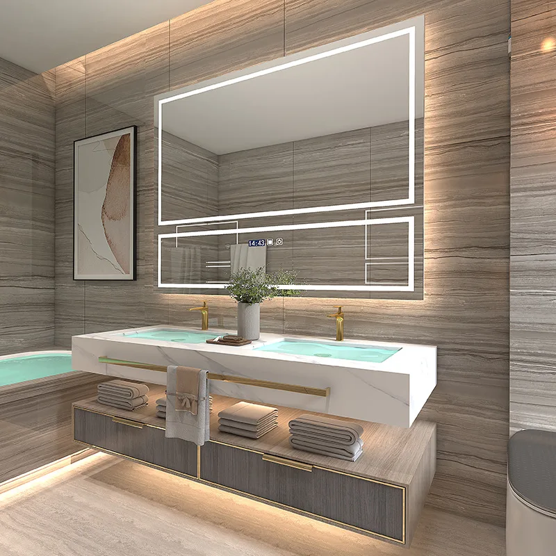 

Toilet Modern Bathroom Vanity Bathroom Cabinet Set with LED Mirror