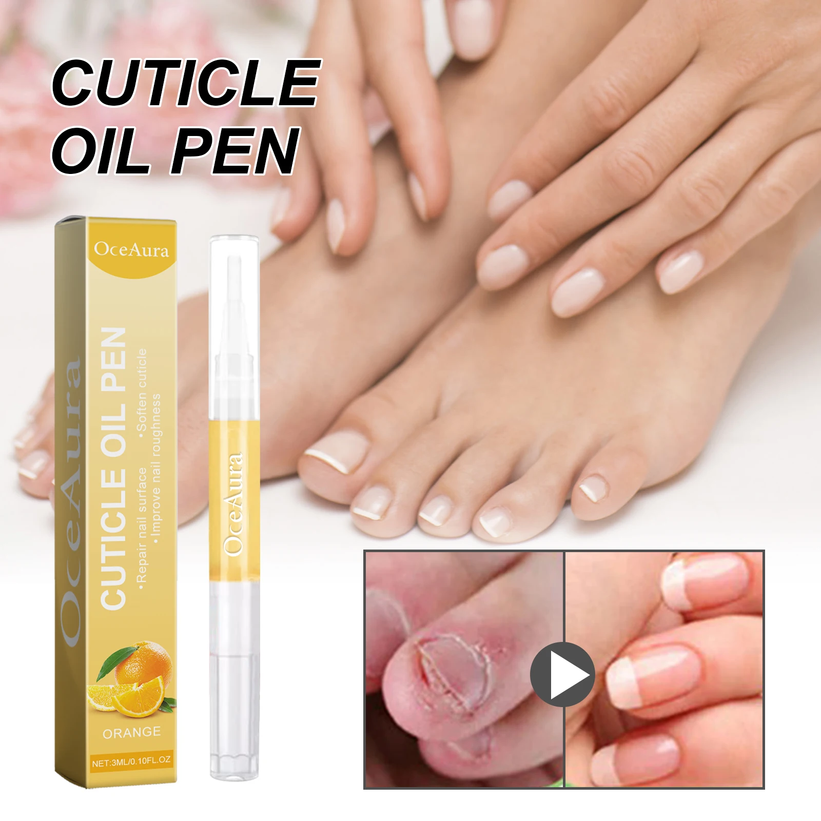 OceAura 3ml Orange Nail Care Oil Helps Nourish The Skin Around Nails Prevents Peeling Heals Damage and Protects The Nail Bed